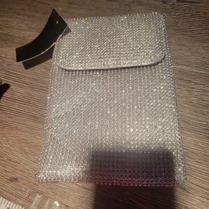 D'margeaux NWT Sparkling Silver Clutch Cell Phone Purse